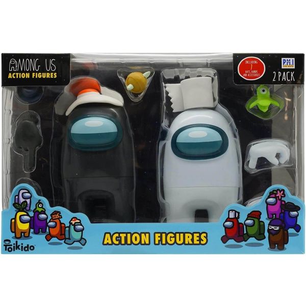 Among Us 4.5&quot; Action Figures Black and White 2 Pack