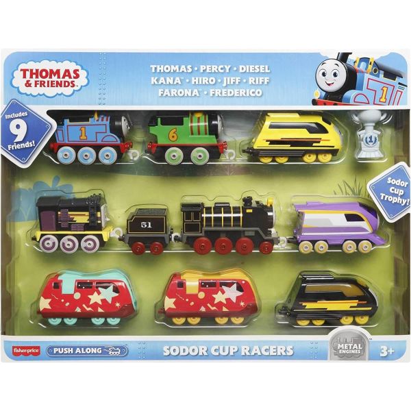 Thomas &amp; Friends Sodor Cup Racers Push Along Metal Engines 9 Pack