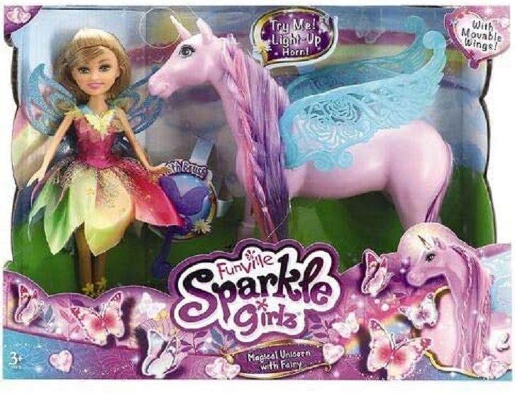 Sparkle Girlz Magical Unicorn With Fairy & Light Up Horn 